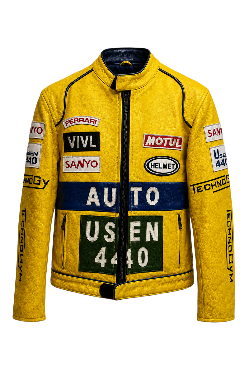 1990s Bright Yellow Leather Jacket - Front View