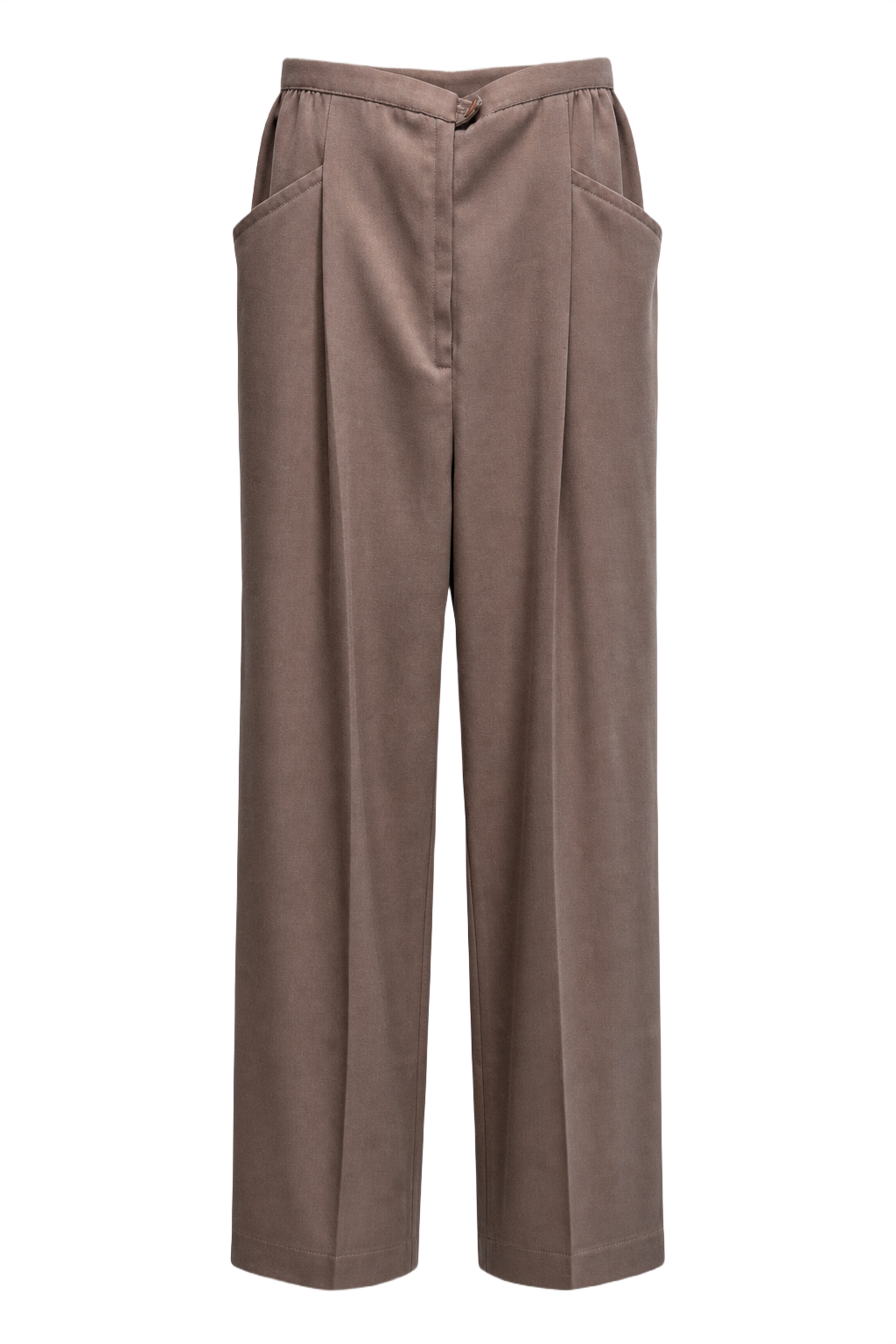 1980s Taupe Wool Blend Trousers - Front View