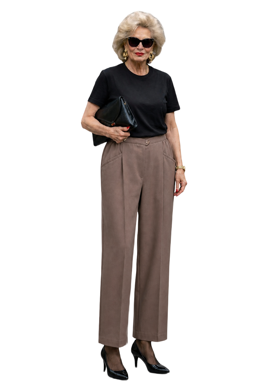1980s Taupe Wool Blend Trousers - Model