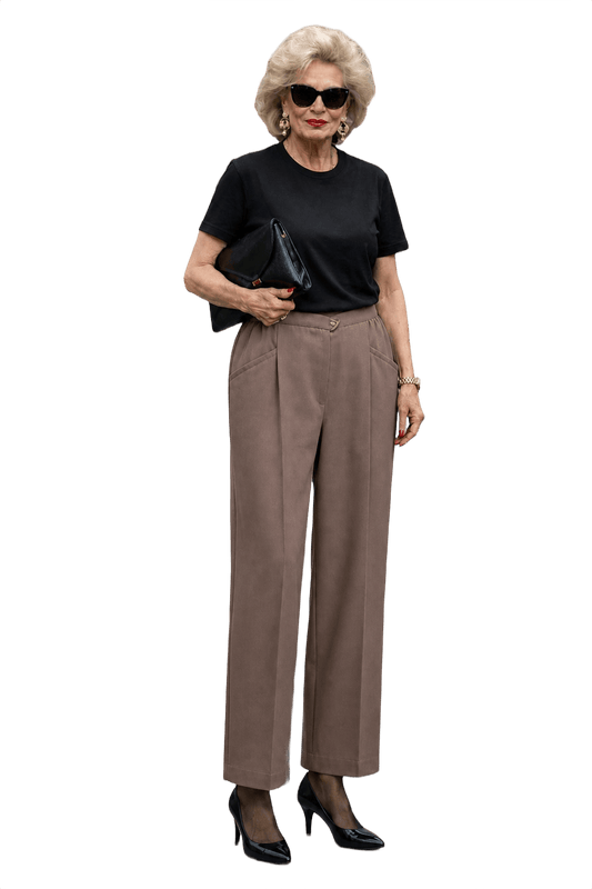 1980s Taupe Wool Blend Trousers - Model