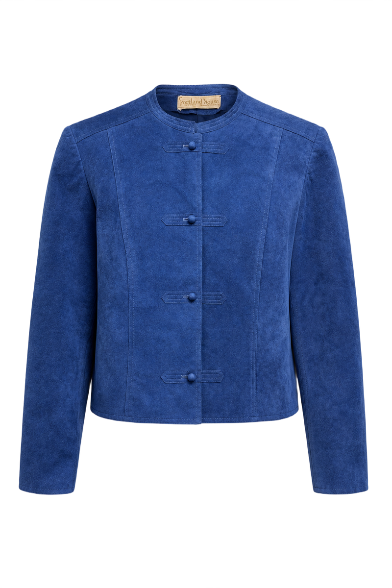 1970s Blue Suede Women's Jacket - Front View