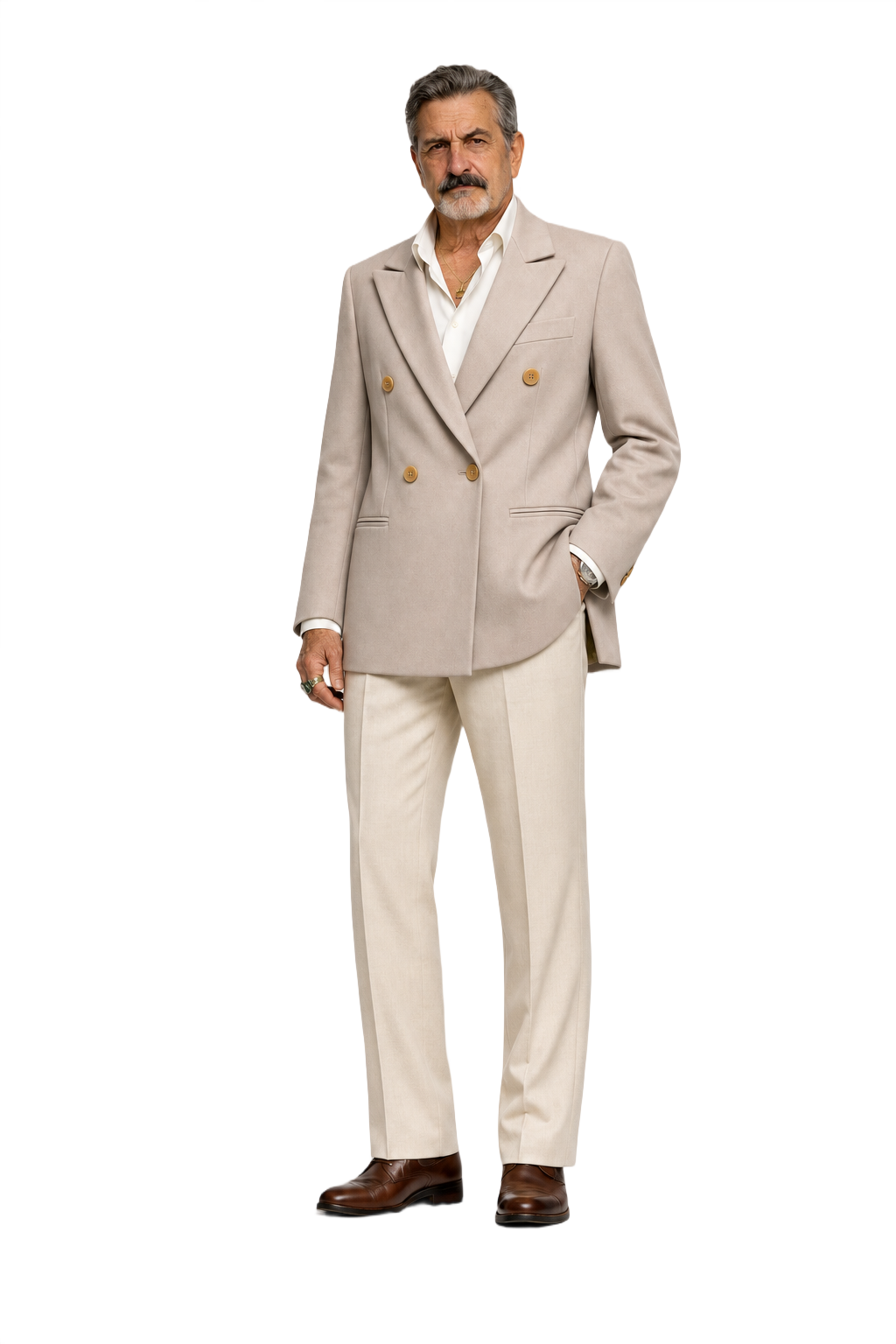 1980s Cream Wool Blend Blazer - Model