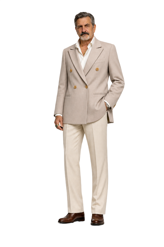 1980s Cream Wool Blend Blazer - Model