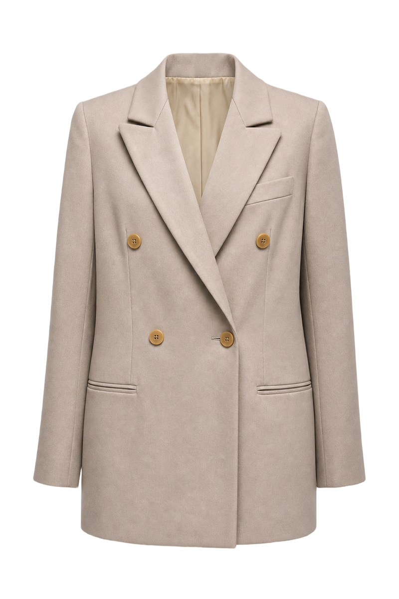1980s Cream Wool Blend Blazer - Front View