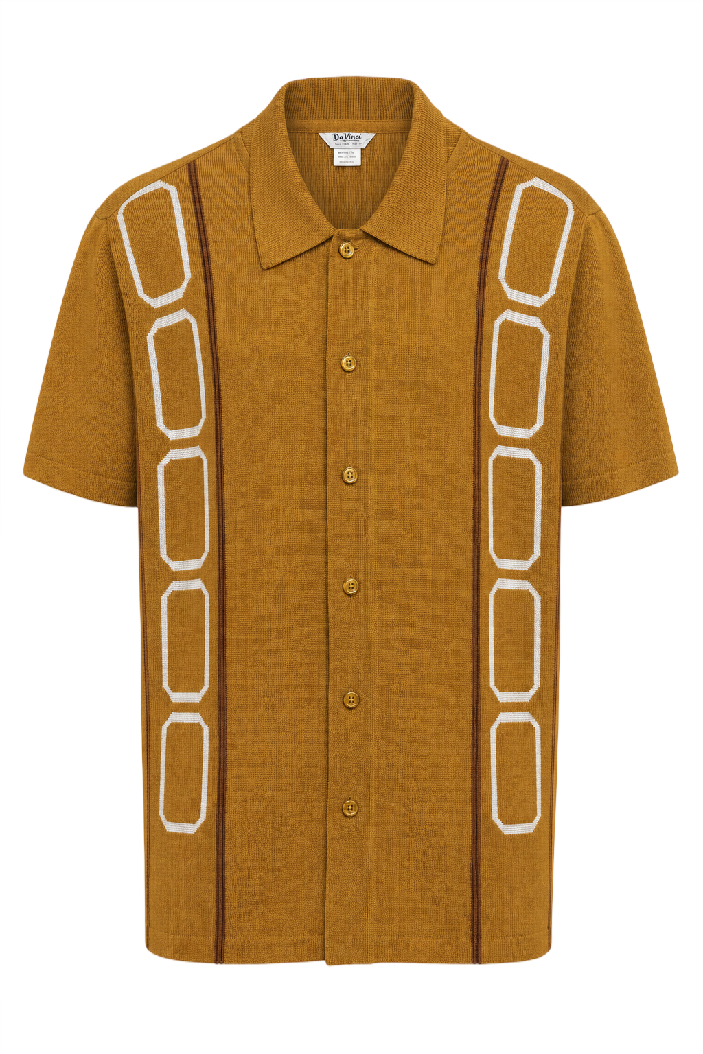 1960s Mustard Yellow Polyester Shirt - Front View