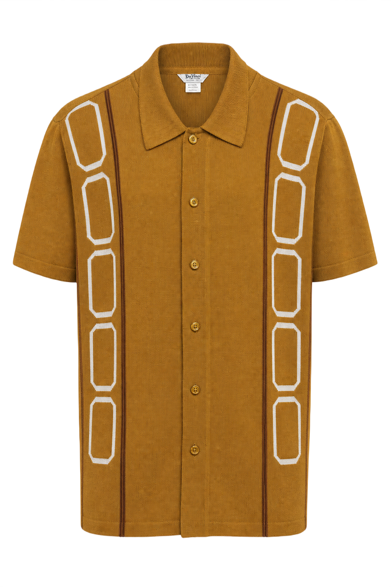 1960s Mustard Yellow Polyester Shirt - Front View