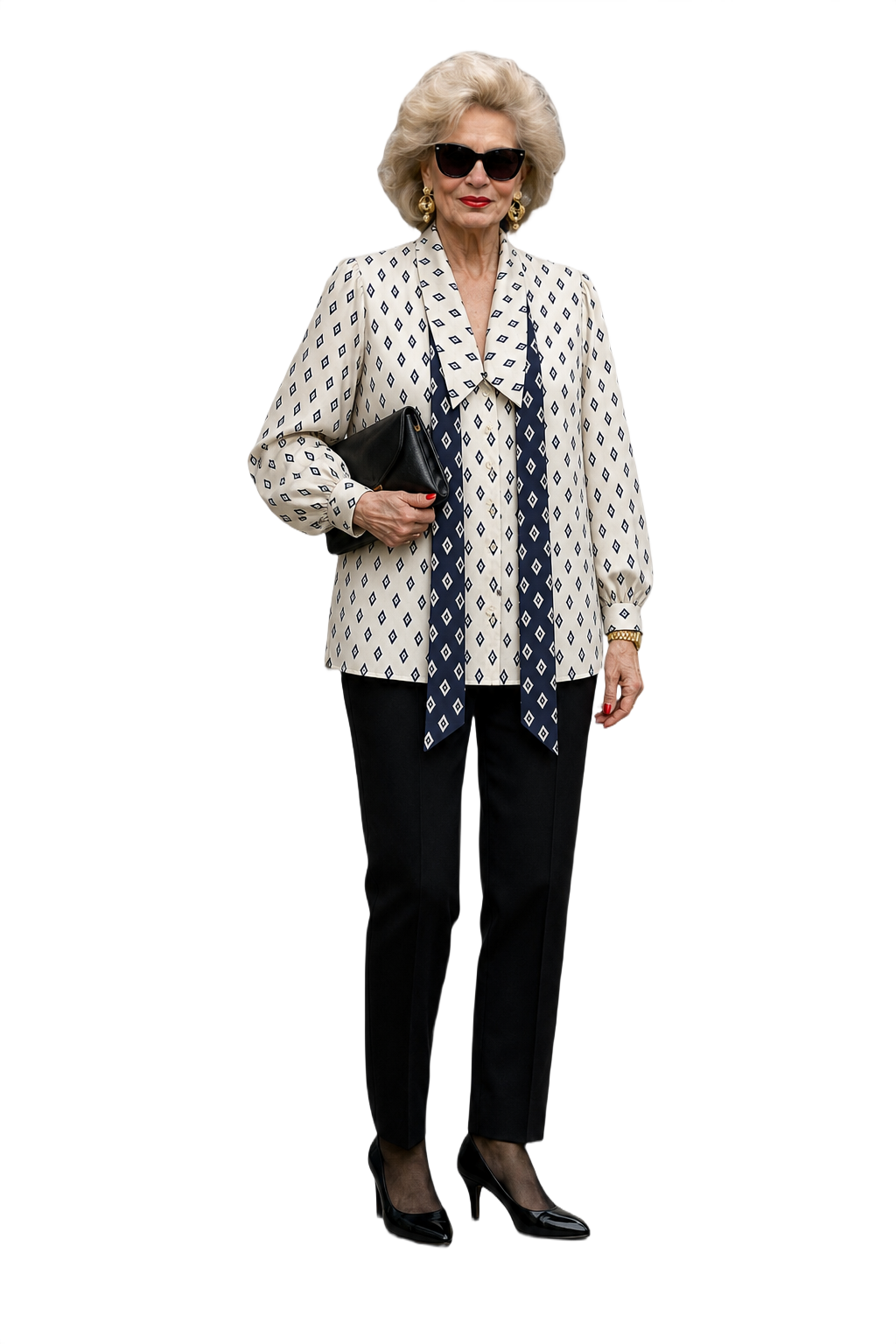 1980s Cream White Silk Blouse - Model