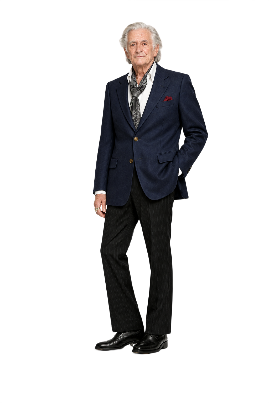 1970s Navy Blue Wool Blazer - Model