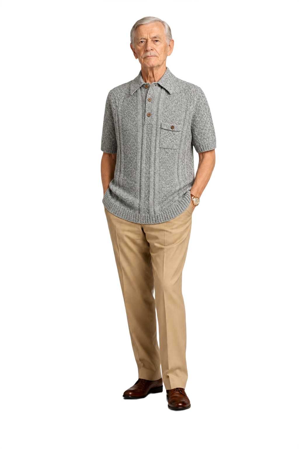 1960s Gray Wool Blend Polo - Model