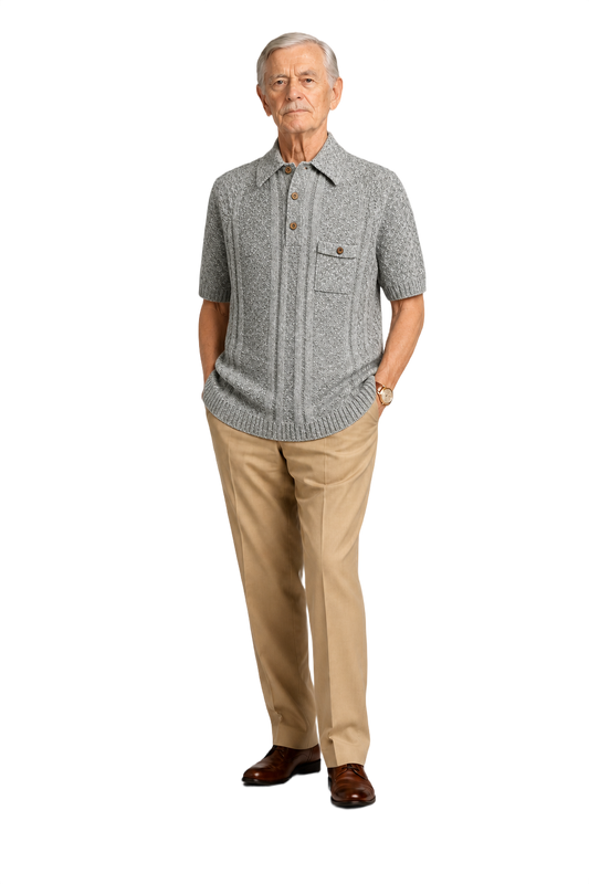1960s Gray Wool Blend Polo - Model