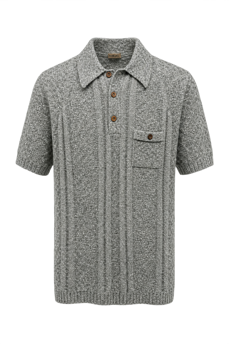 1960s Gray Wool Blend Polo - Front View