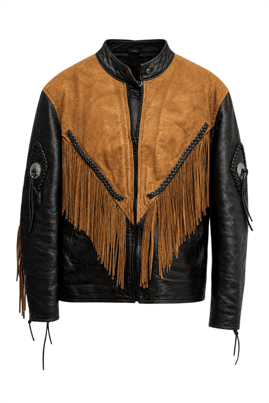 1970s Black Leather Jacket - Front View