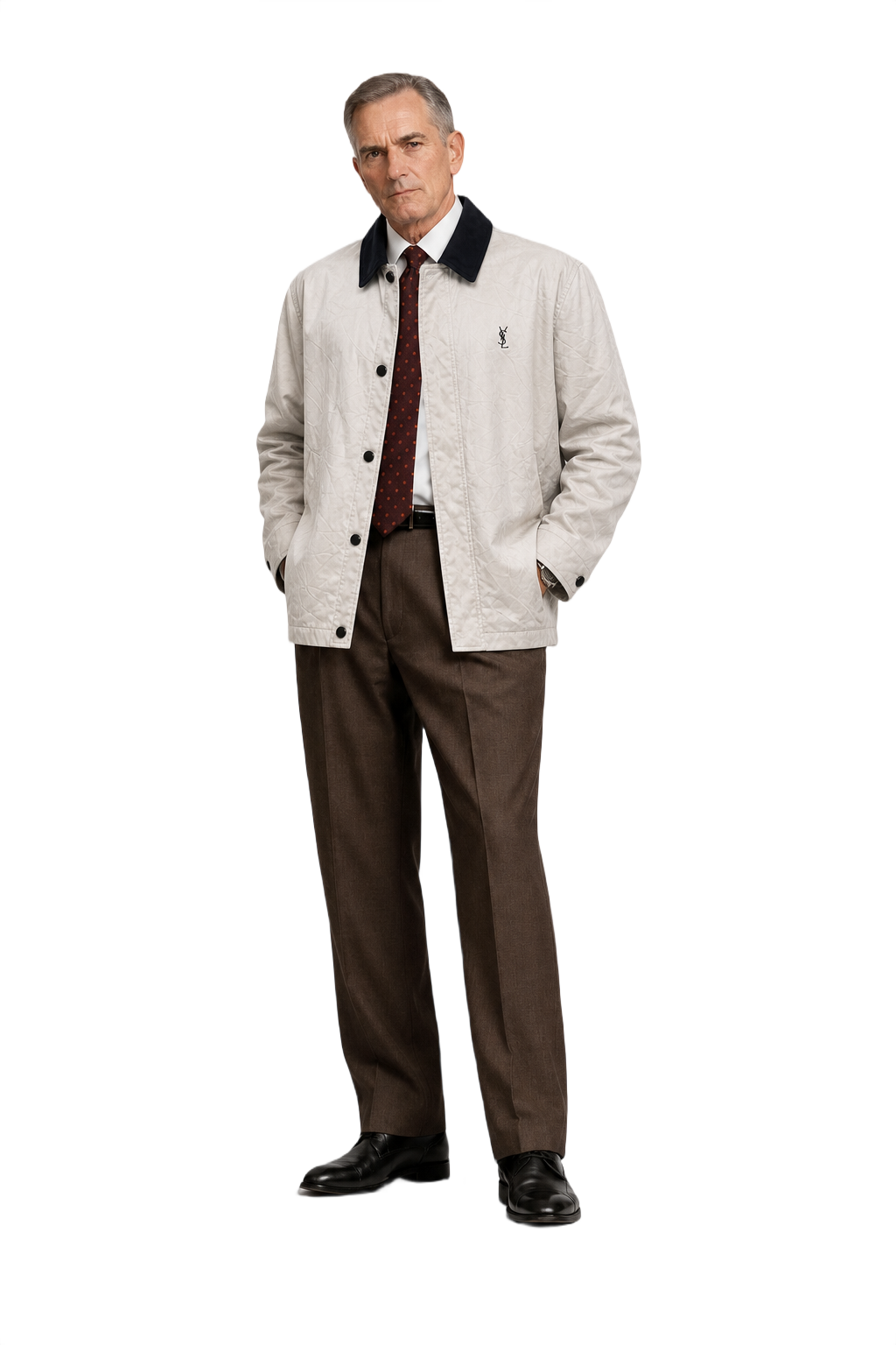 1990s Cream White Nylon Jacket - Model