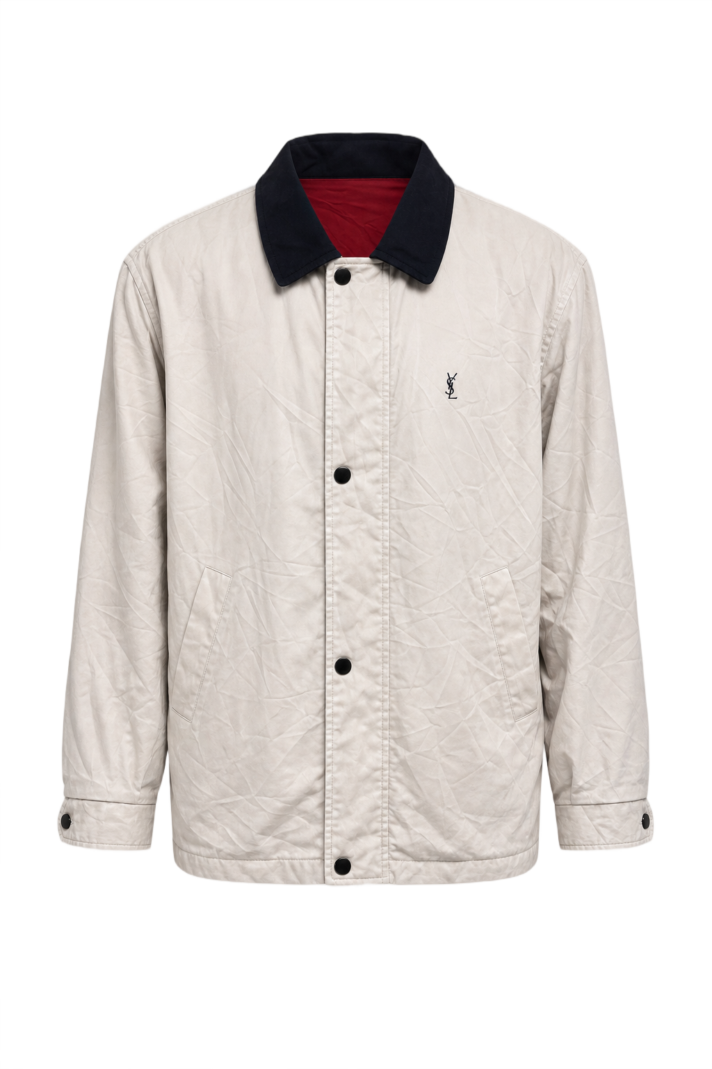 1990s Cream White Nylon Jacket - Front View