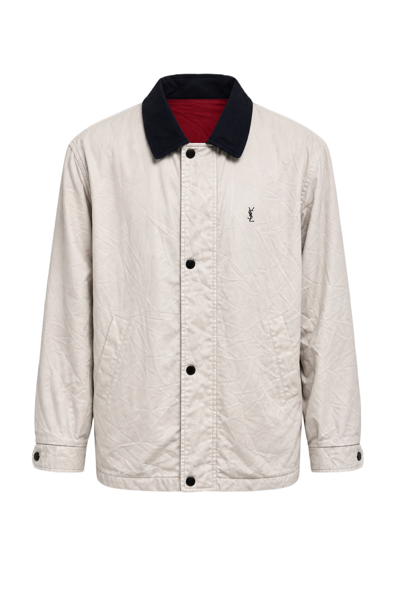 1990s Cream White Nylon Jacket - Front View
