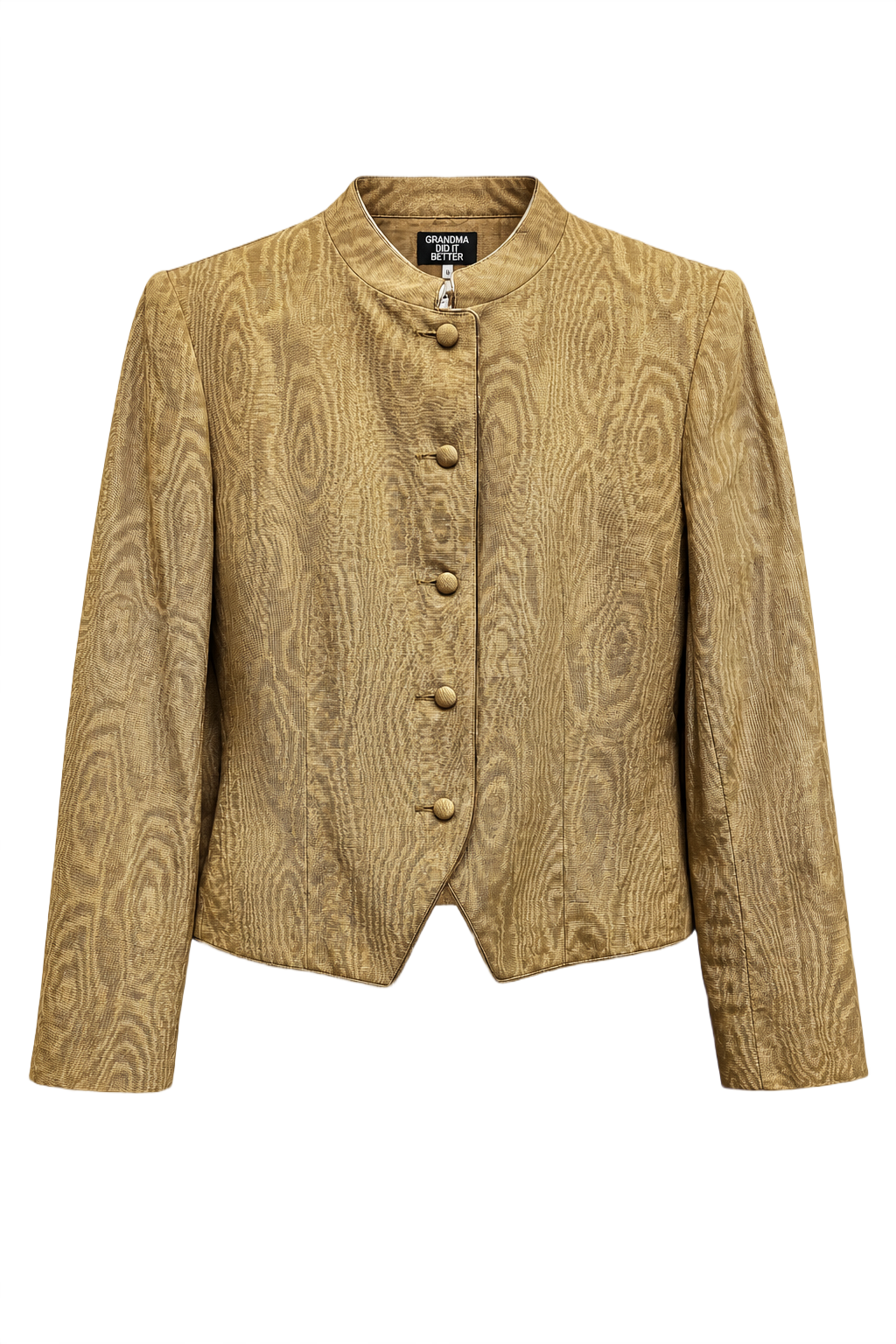 1980s Mustard Yellow Silk-like Jacket - Front View