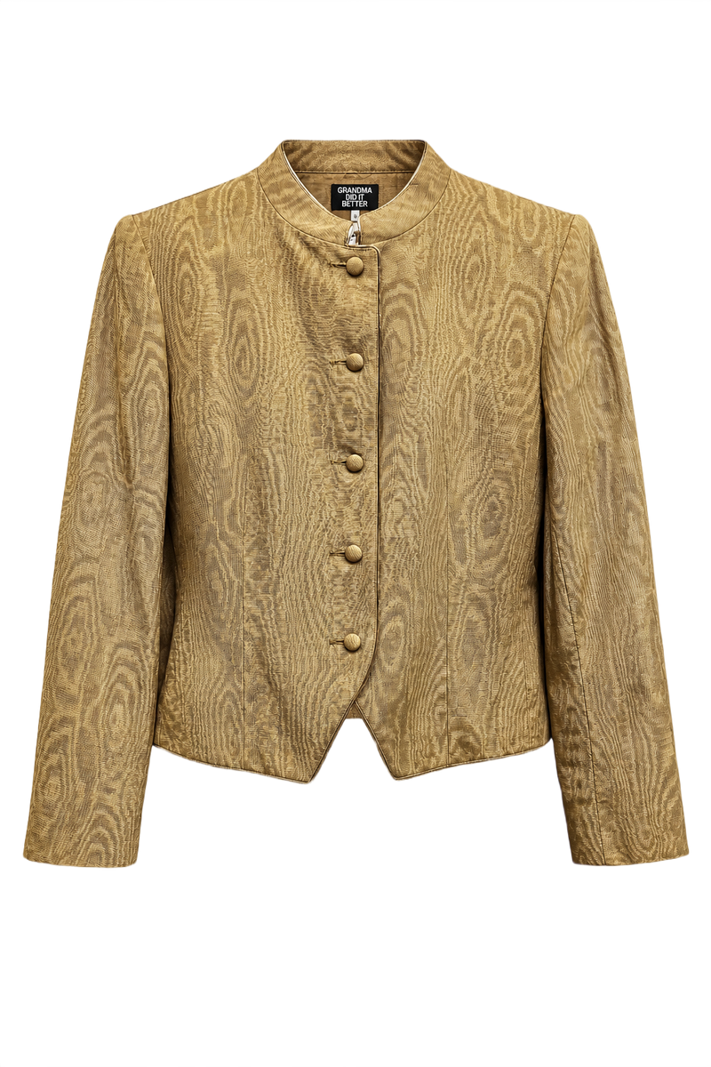 1980s Mustard Yellow Silk-like Jacket - Front View