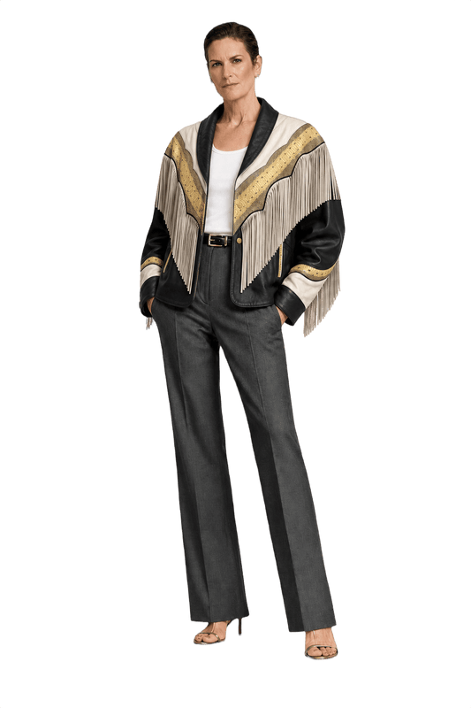 1990s White Leather Jacket - Model