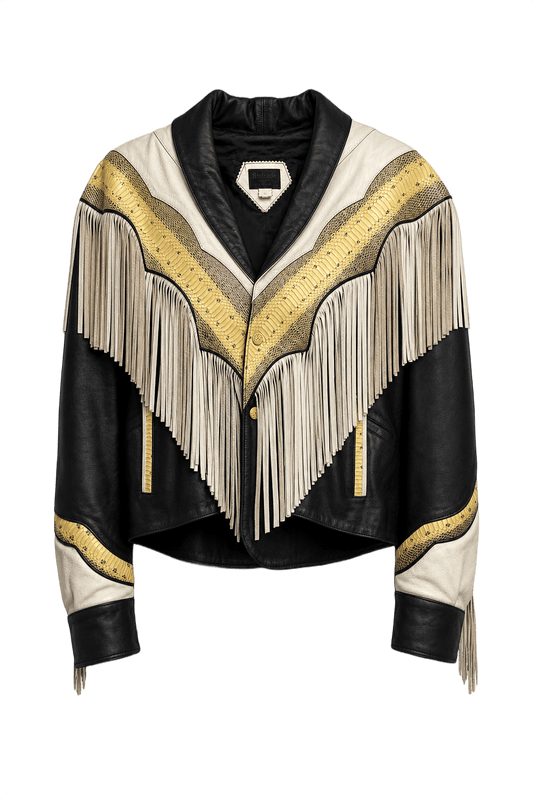 1990s White Leather Jacket - Front View