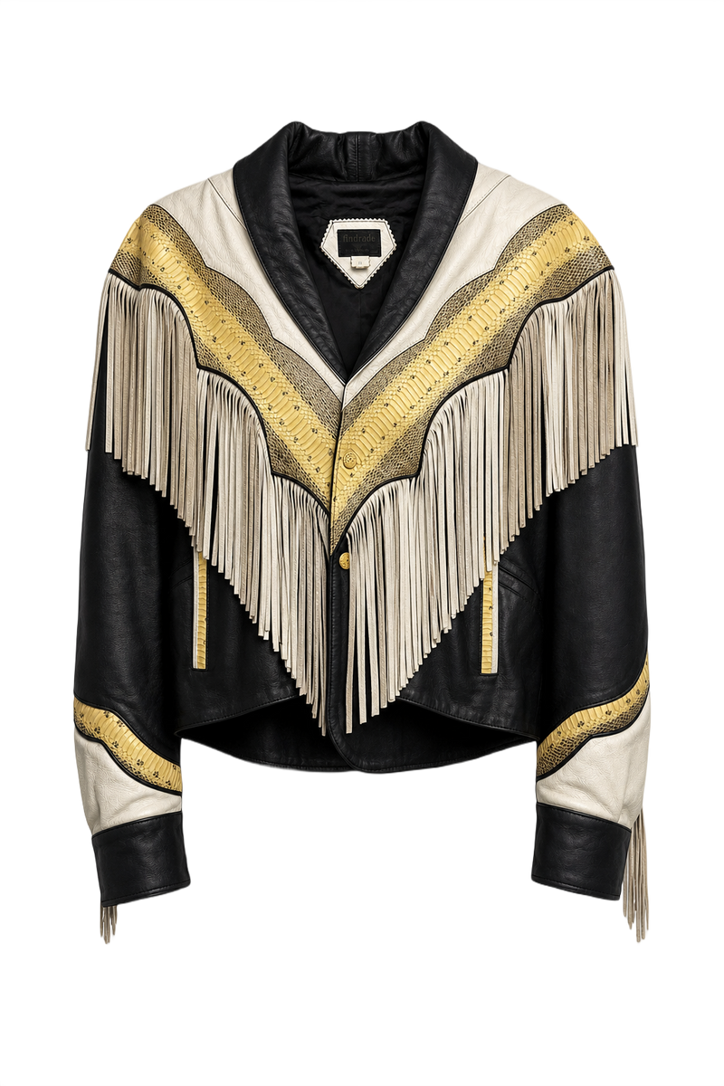 1990s White Leather Jacket - Front View