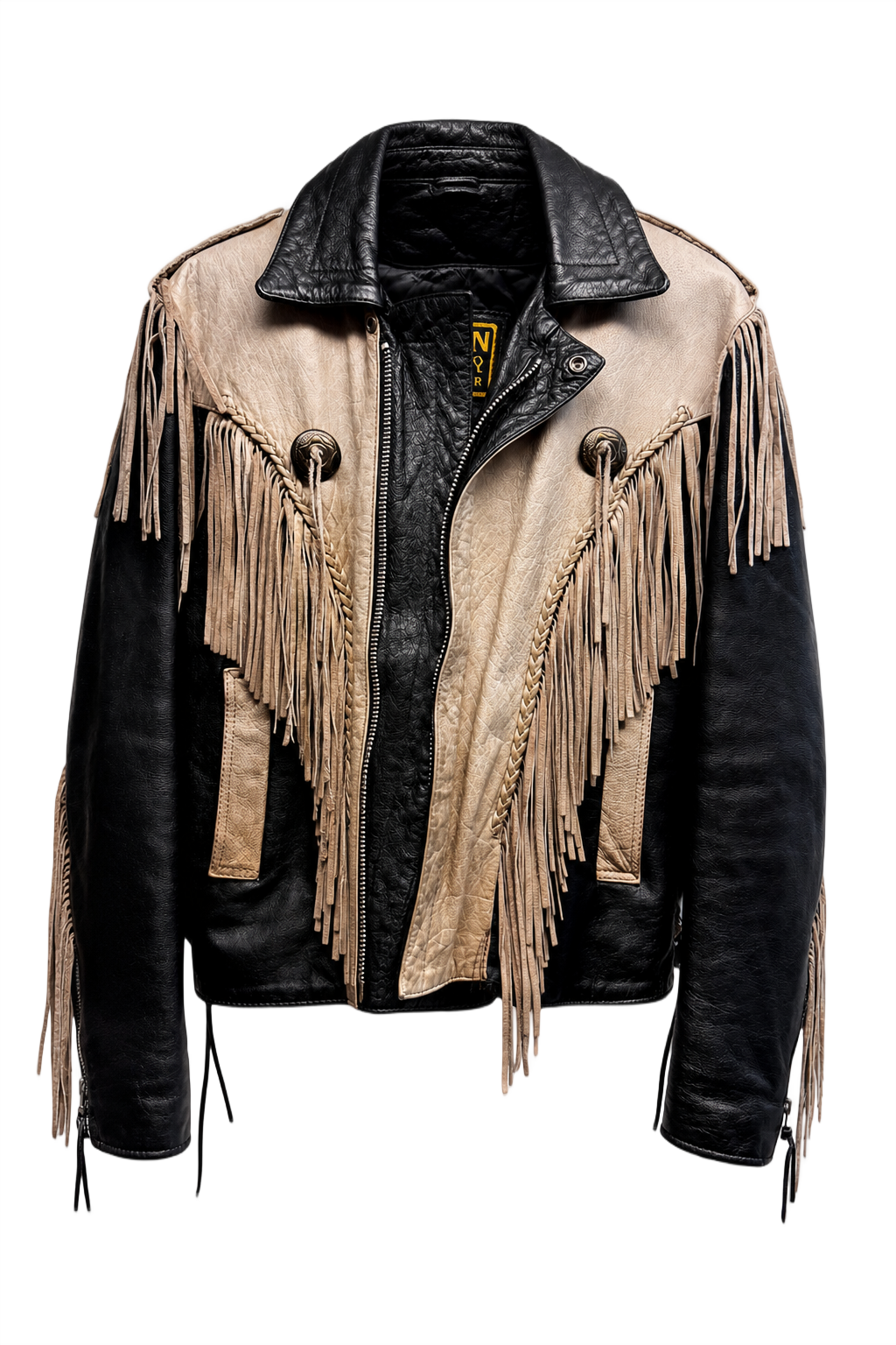 1970s Black Leather Jacket - Front View
