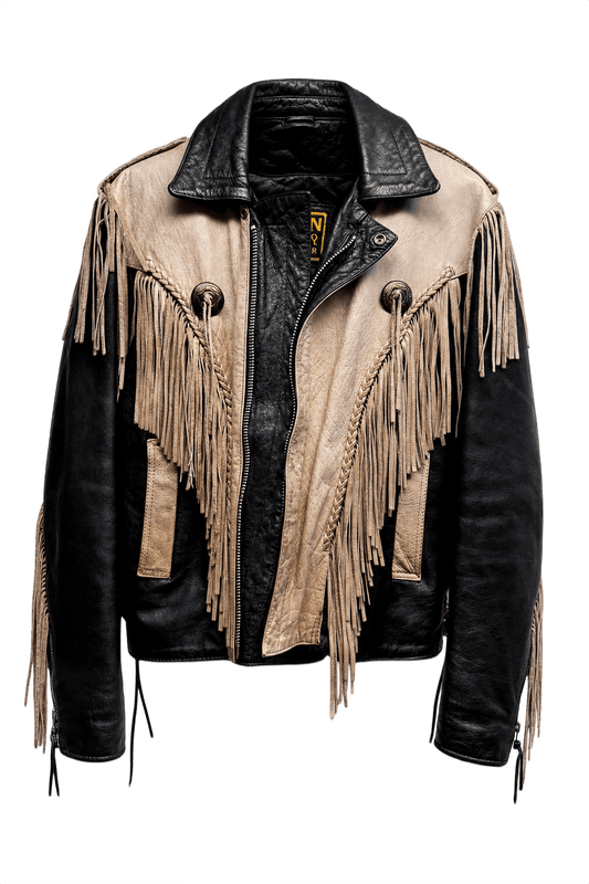 1970s Black Leather Jacket - Front View