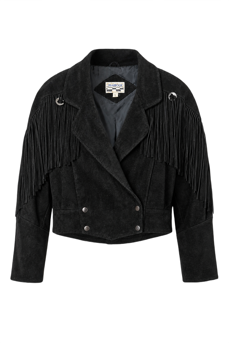 1970s Black Suede Jacket - Front View