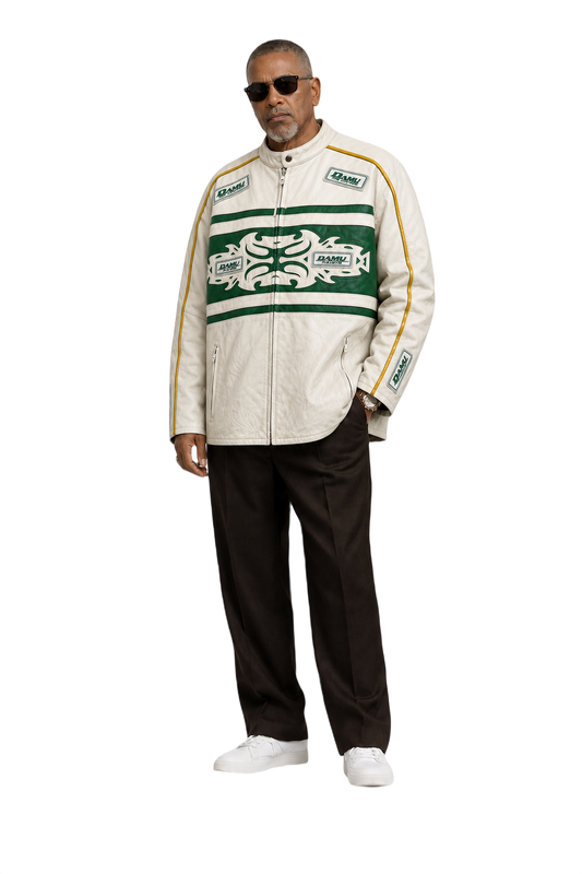 1990s Ivory White Leather Jacket - Model