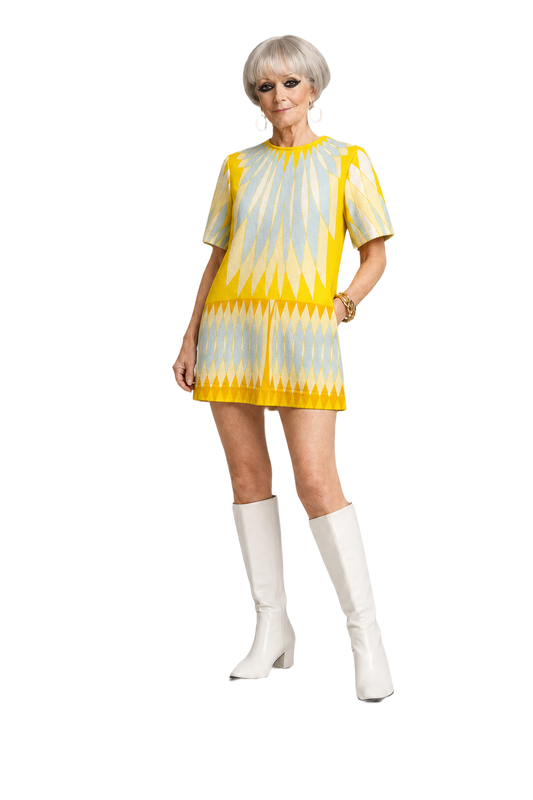 1960s Yellow Cotton Blend Tunic - Model