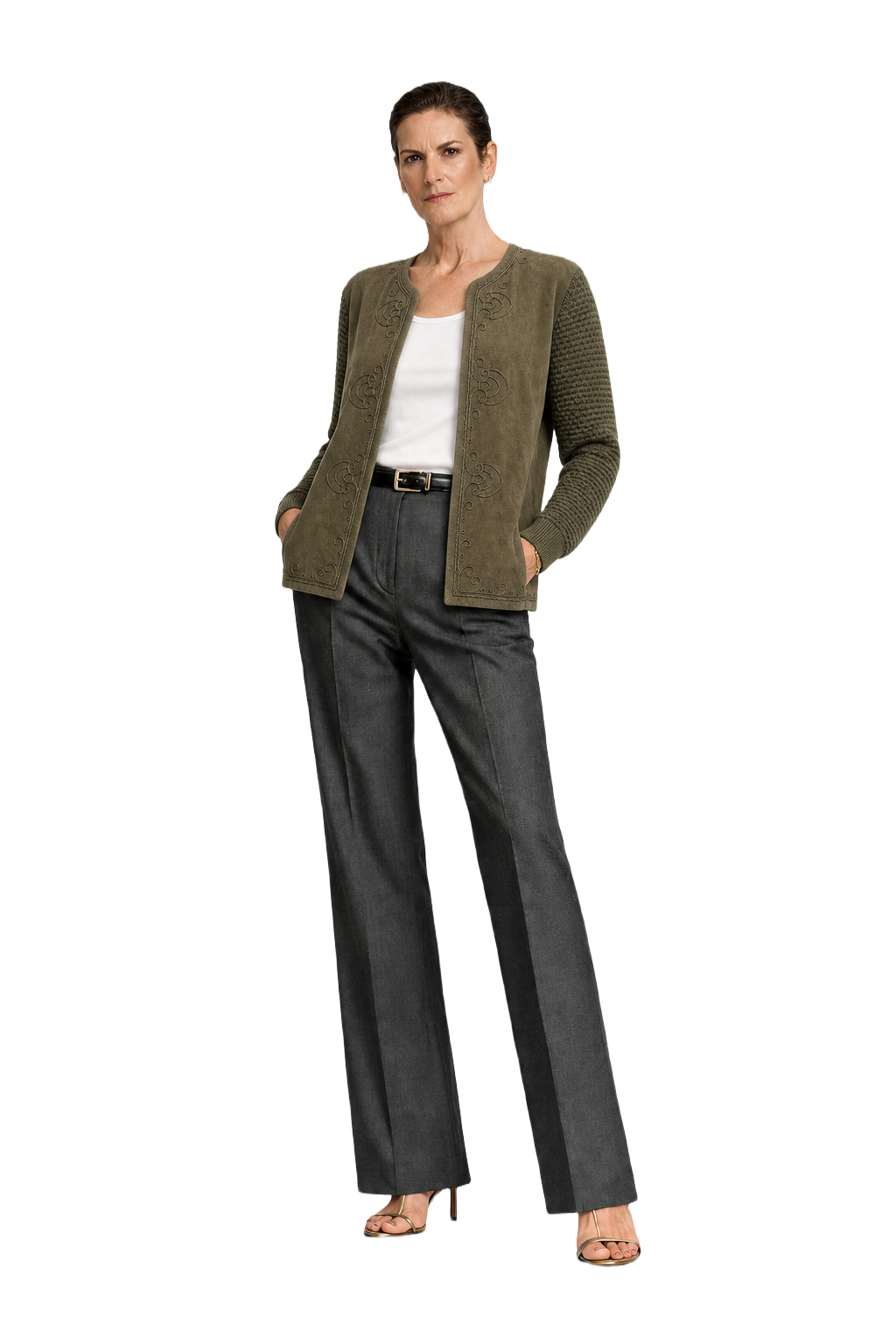 1990s Olive Green Suede Jacket - Model