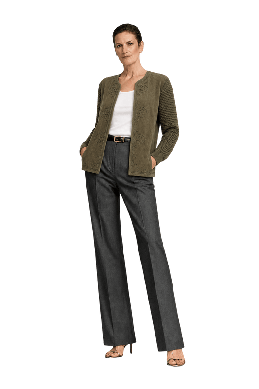 1990s Olive Green Suede Jacket - Model