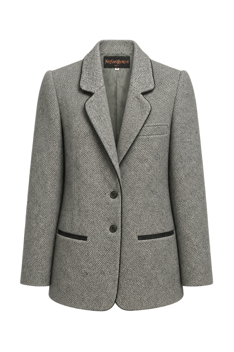 1970s Grey Wool Blazer - Front View
