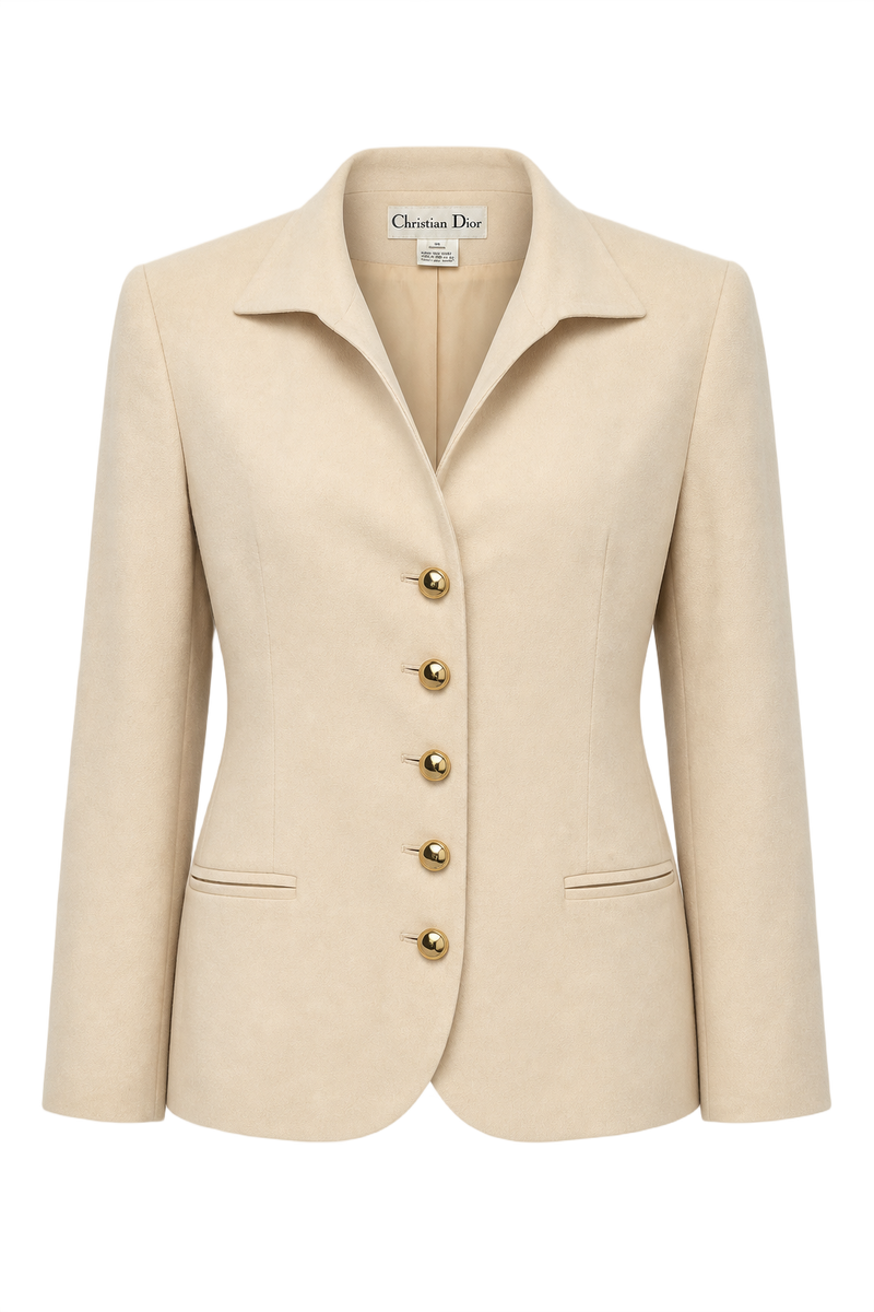 1980s Cream Wool Blazer - Front View