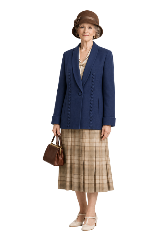 1940s Deep Blue Wool Blazer - Model