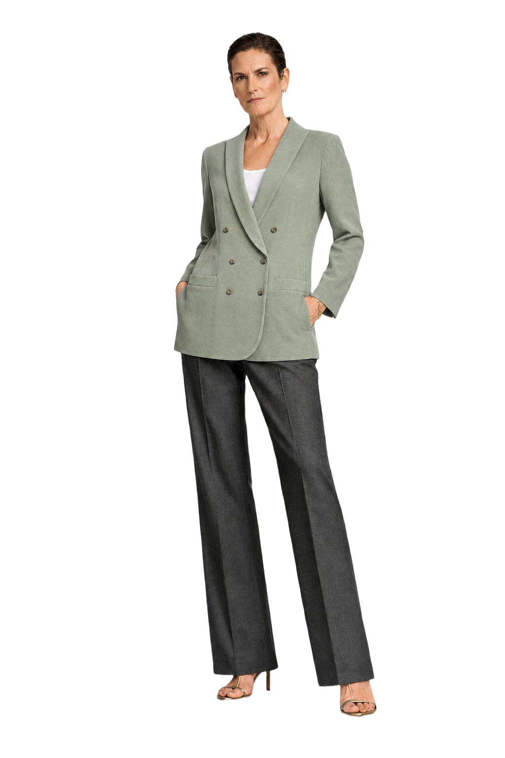 1990s Sage Green Suede Blazer - Model