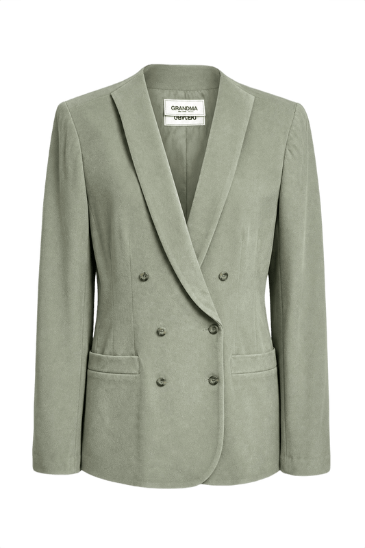 1990s Sage Green Suede Blazer - Front View