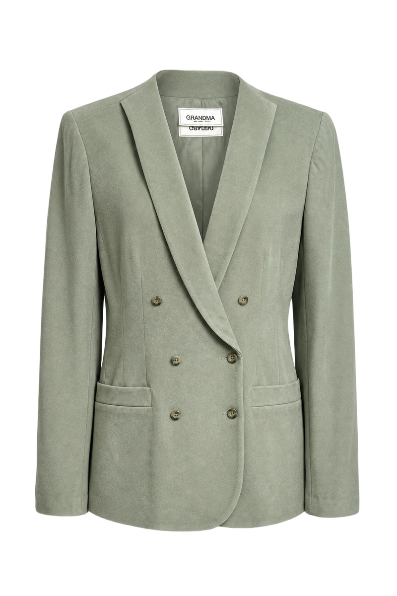 1990s Sage Green Suede Blazer - Front View