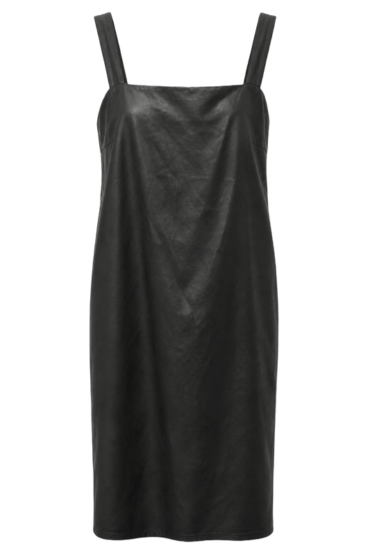 1990s Black Satin Slip Dress - Front View