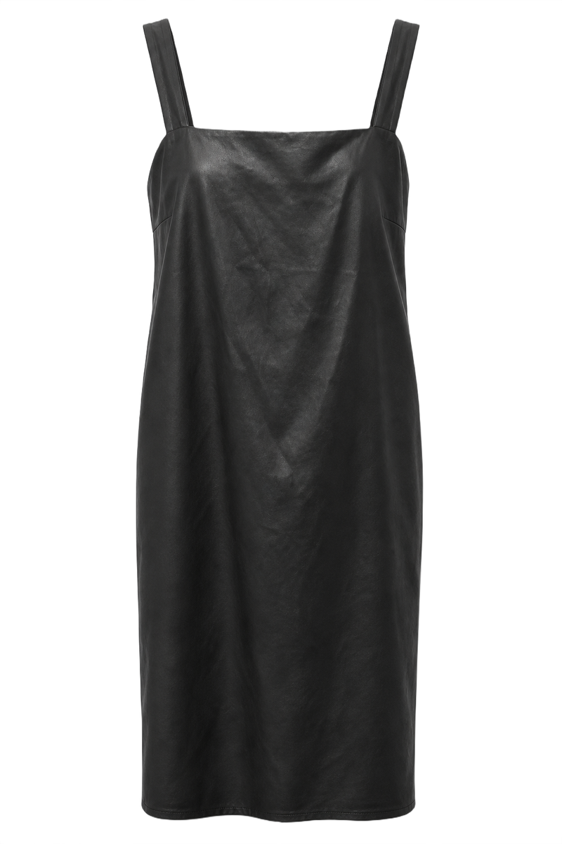 1990s Black Satin Slip Dress - Front View