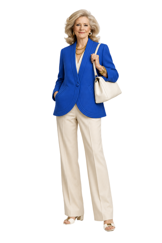 1970s Royal Blue Wool Blazer - Model