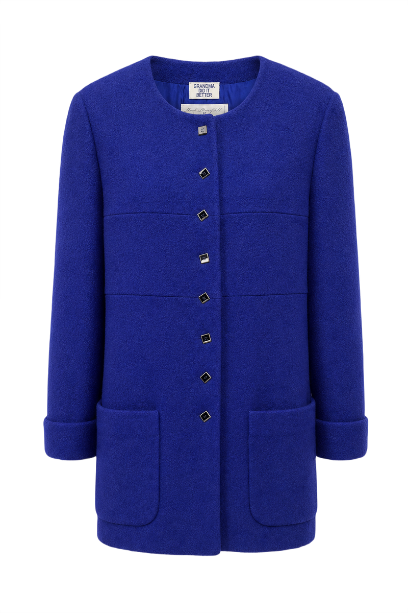 1970s Deep Blue Wool Blazer - Front View