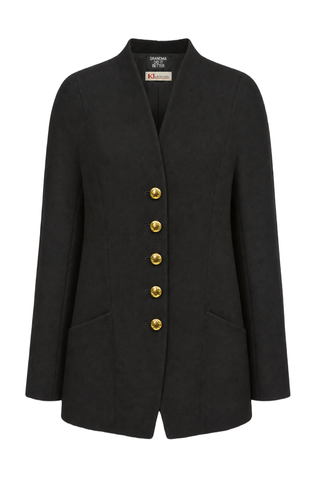 1970s Black Wool Blazer - Front View