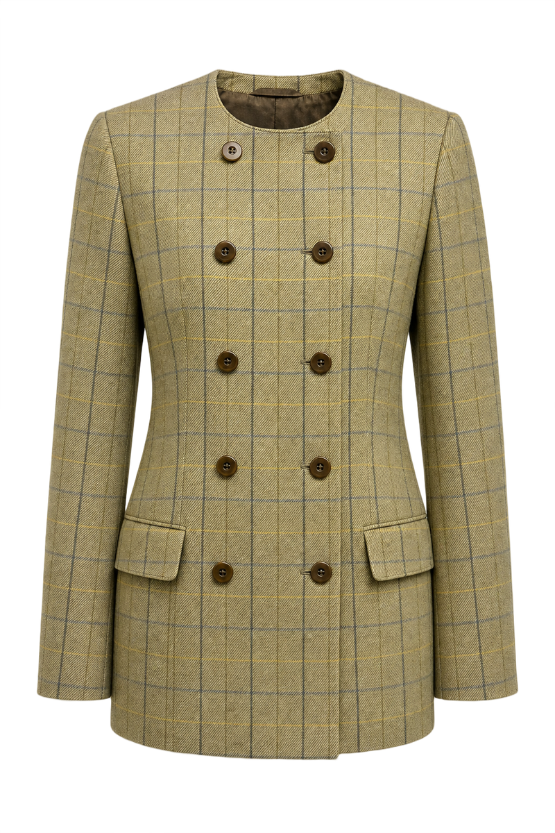 1980s Beige Wool Blazer - Front View