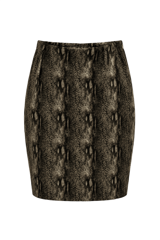 1990s Taupe Polyester Skirt - Front View