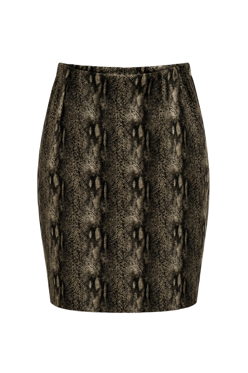 1990s Taupe Polyester Skirt - Front View