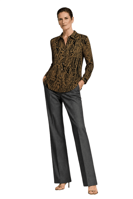 1990s Gold Polyester Blouse - Model