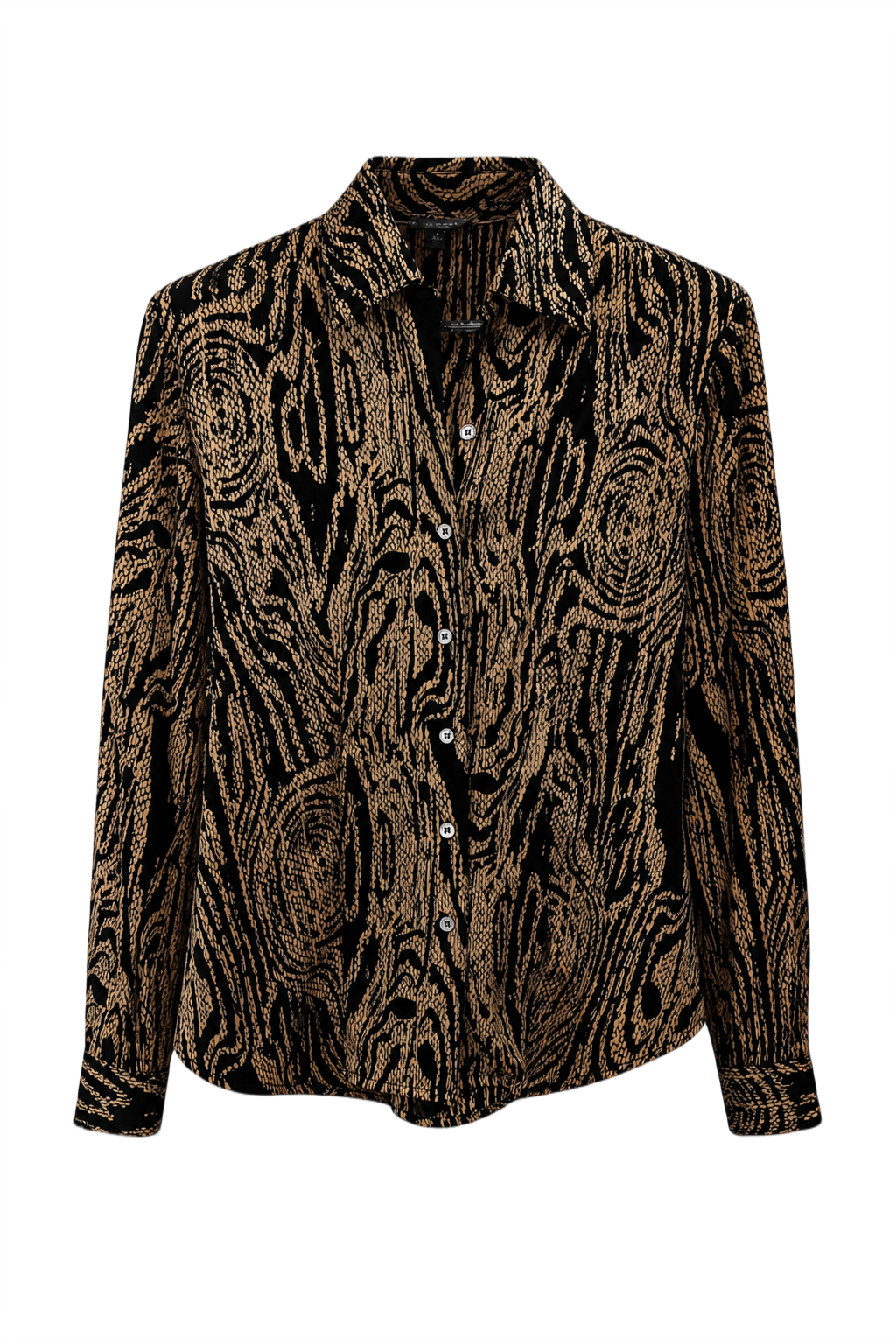 1990s Gold Polyester Blouse - Front View