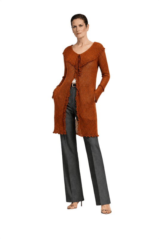 1990s Rust Brown Synthetic Sweater - Model