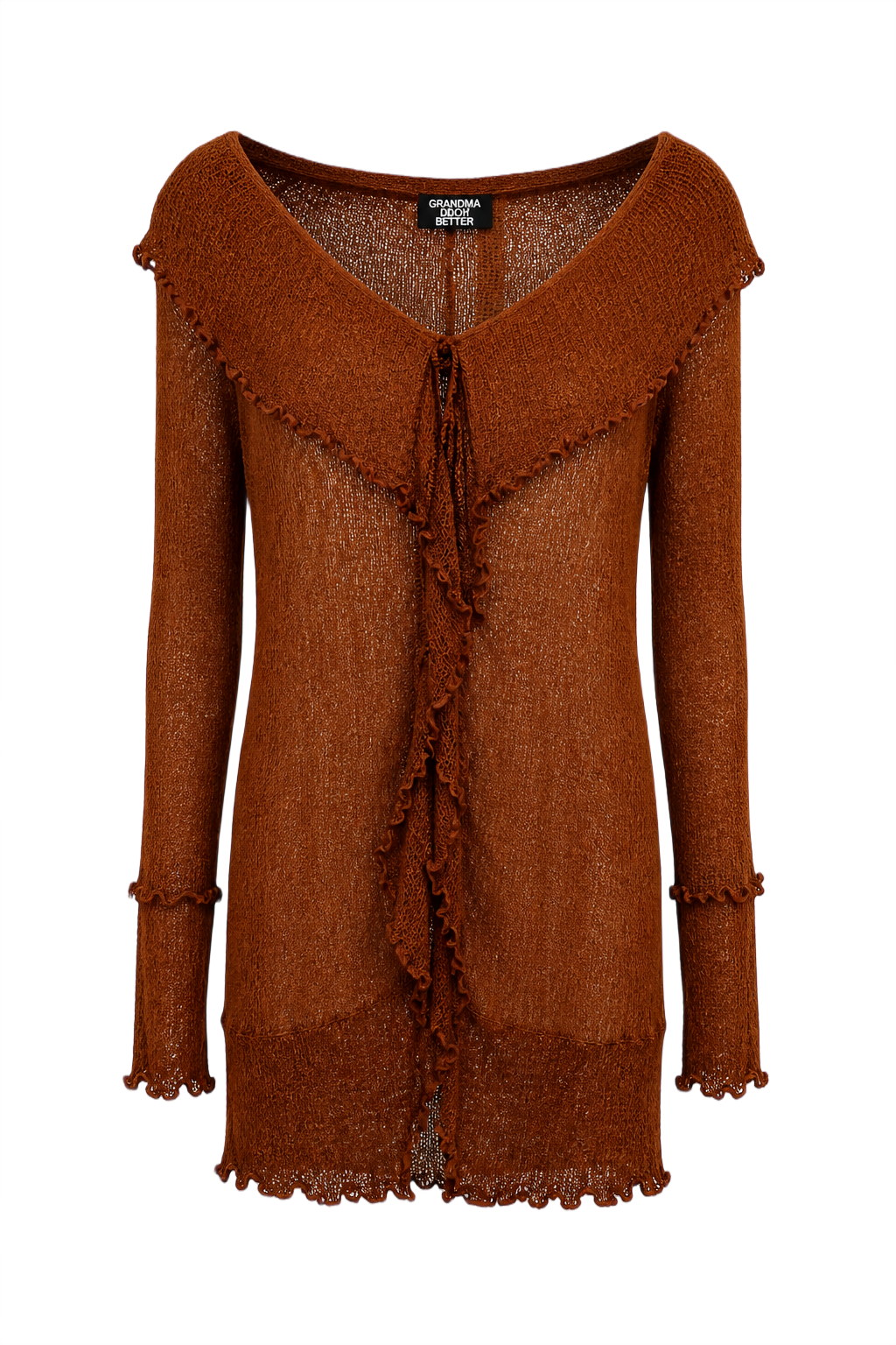1990s Rust Brown Synthetic Sweater - Front View