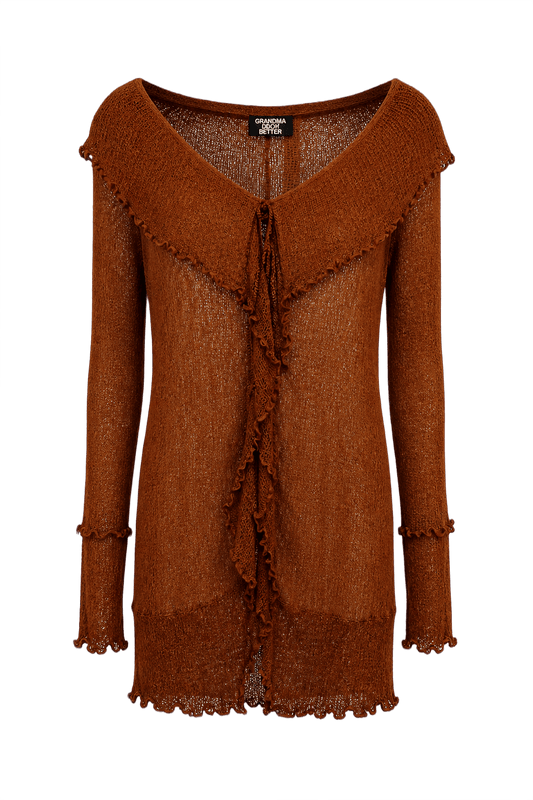 1990s Rust Brown Synthetic Sweater - Front View